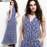 Women Custom Floral Dress Long Length with Buttons Down