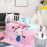 Cotton Printed Girl Baby Bumper Bed Baby Crib Bedding Set