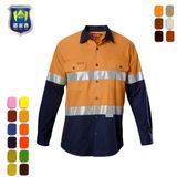 Hi-Vis Reflective Workwear 2 Tone Cotton Drill Work Shirt