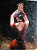 Reproduction of Fabian Perez Red Skirts Flamingo Dancer