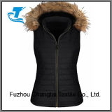 Women's Quilted Hooded Vest Padded Fleece Jacket