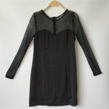 Ladies' Black Mesh Shoulder One Piece Dress