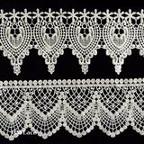 Stiff White Fan Shaped Flower Flat Lace Trim, Galloon Lace Trim L136