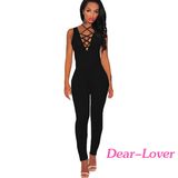 Black Thick Milk Silk Lace up Jumpsuit