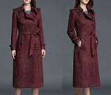 Lapel Ladies Jacket Coat with Girdling Trench Coat Jacket