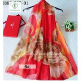 2017 Hot Sale Chiffon Silk Flower Printed Shawl Fashion Lady Scarf