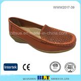 Breathable Decorative Pattern Leather Upper Women Shoe