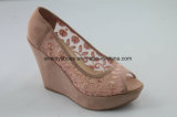 New Arrival Peep Toe Fashion Lady Shoes with Wedge Design