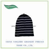 New Style Black and White Striped Knit Hat