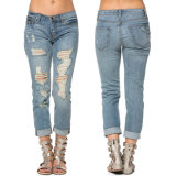 Custom Girl 3/4 Long Ripped Cotton Fashion Jeans