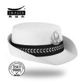 White Bowler Hat with Metal Badge