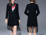 Collarless Ladies Jacket with Autumn Tassels Slim Jacket