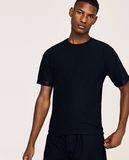 Men's Black Pleated Fabric T-Shirt