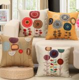 Linen/Polyester Flowers Print Cushions