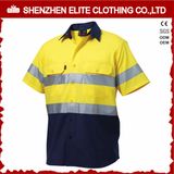 Two Tone Hi Vis Cotton Drill Short Sleeve Work Shirt