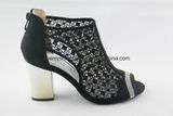 Mesh Upper High Heel Lady Sandal with Rhinestone