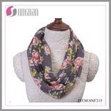 Winter Warm Rose Printing Flannel Infinity Scarf Ladies Neckerchief Hot Sale Shawl