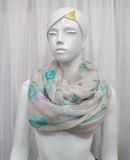 Lady Fashion Flower Printed Polyester Voile Infinity Scarf (YKY1057-2)