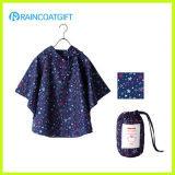 Allover Printed Foldable Children's Polyester Rain Poncho with Pouch