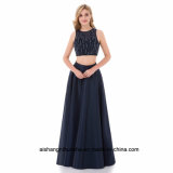 Women 2 Pieces A Line Puffy Beaded Long Prom Party Dresses