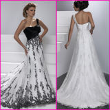 Custom Formal Dresses White Black Lace Bridal Wedding Gowns (A22)