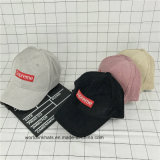 Corduroy 6 Panel Woven Patch Curled Peak Promotion Baseball Cap