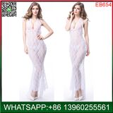 China New Stock Long Nightgown Dress Sexy Lingerie with Backless