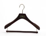 Brown Paint Velvet Flocked Anti-Slip Wooden Hanger for Suits