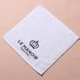 100% Cotton White Color Small Face Towel with Embroidered Logo