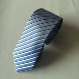 Fashion Blue Stripe Design Men's Jacquard Silk Neckties