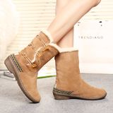 Fashion Ladies 3 Cm Wedge Winter Boots with Three Horn Buttons