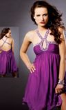 Beaded Chiffon Open Back Purple Chiffon Cocktail Dresses (CD3015)