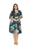 New Europe Large Size Xxxl Us Women Floral Print Long Sleeve Beach Lady Evening Party Long Maxi Dress