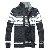 Men's Stand Collar Zip Down Acrylic and Polyester Blended Cardigan Sweater