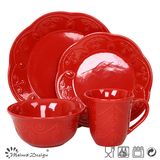 Special Shape Ceramic Red Color Dinner Set