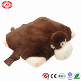 Brown Square Monkey Pet Shape Cushion 2in1 Soft Stuffed Pillow