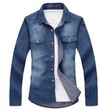 New Men's Fashion Luxury Casual Denim Slim Jeans Shirt