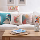 Cotton Linen Print 18 Inch Throw Pillow Cover for Decoration