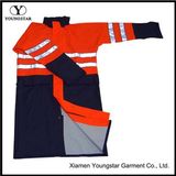 Waterproof Workwear Reflective Strip PU Long Raincoat