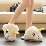 Cartoon Indoor Slippers Plush Unicorn Fur Slippers