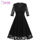 Women's 3/4 Sleeve Lace-Stitching Ladies Smart Casual Dress L36020