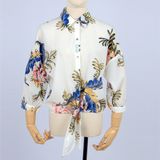 New Chiffon Fashion Flowers Printed Women Blouses Long Sleeve Shirts