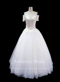 Aolanes Short Sleeve A Line Ivory Lace Wedding Dresses