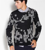 Winter Black Long Sleeve Patterned Knitted Men Sweaters