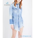 Collar Long Sleeves Women Jeans Denim Dresses