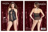 Sexy Lingerie PU & Fishnet Babydoll with Lace-up Front