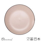 27cm Ceramic Dinner Plate Seesame Glaze with Black Rim