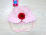 Customiz Floppy Bucket Strip Sun Hat with Flower for Summer