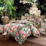 Printed Cotton Linen Bedsheet Duvet Cover Bedding Set