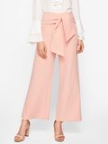 2017 High Quality Casual Obi Belt Front Wide Leg Pants